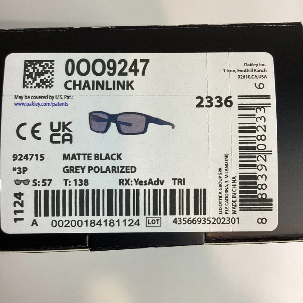 Oakley Chainlink Sunglasses Matte Black Grey Polarized OO9247-15 57mm